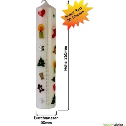 Adventkalenderkerze 24 Tage Countdown – Handverzierte Weihnachtskerze personalisierbar, Adventdeko, Adventsgeschenk