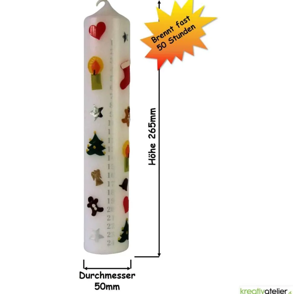 Adventkalenderkerze 24 Tage Countdown – Handverzierte Weihnachtskerze personalisierbar, Adventdeko, Adventsgeschenk