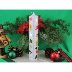 Adventkalenderkerze 24 Tage Countdown – Handverzierte Weihnachtskerze personalisierbar, Adventdeko, Adventsgeschenk
