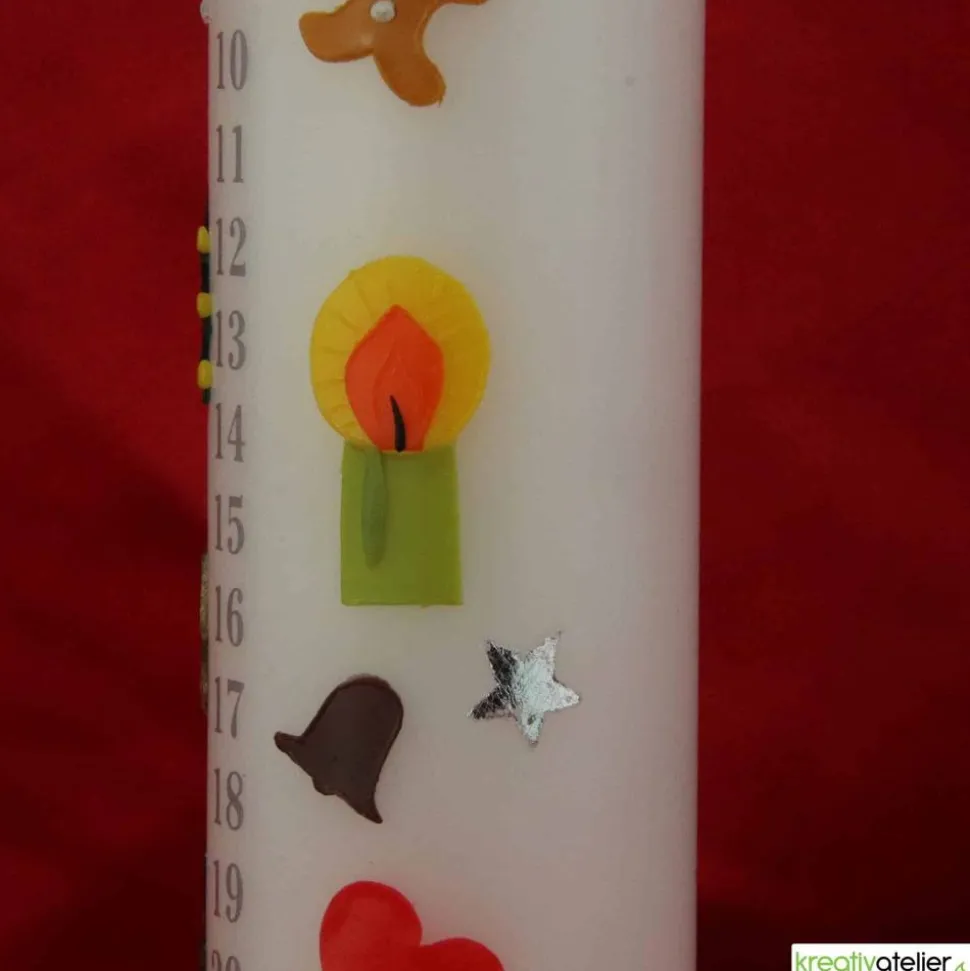 Adventkalenderkerze 24 Tage Countdown – Handverzierte Weihnachtskerze personalisierbar, Adventdeko, Adventsgeschenk
