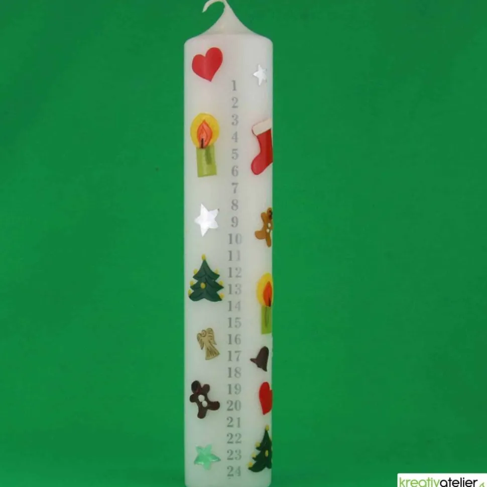 Adventkalenderkerze 24 Tage Countdown – Handverzierte Weihnachtskerze personalisierbar, Adventdeko, Adventsgeschenk