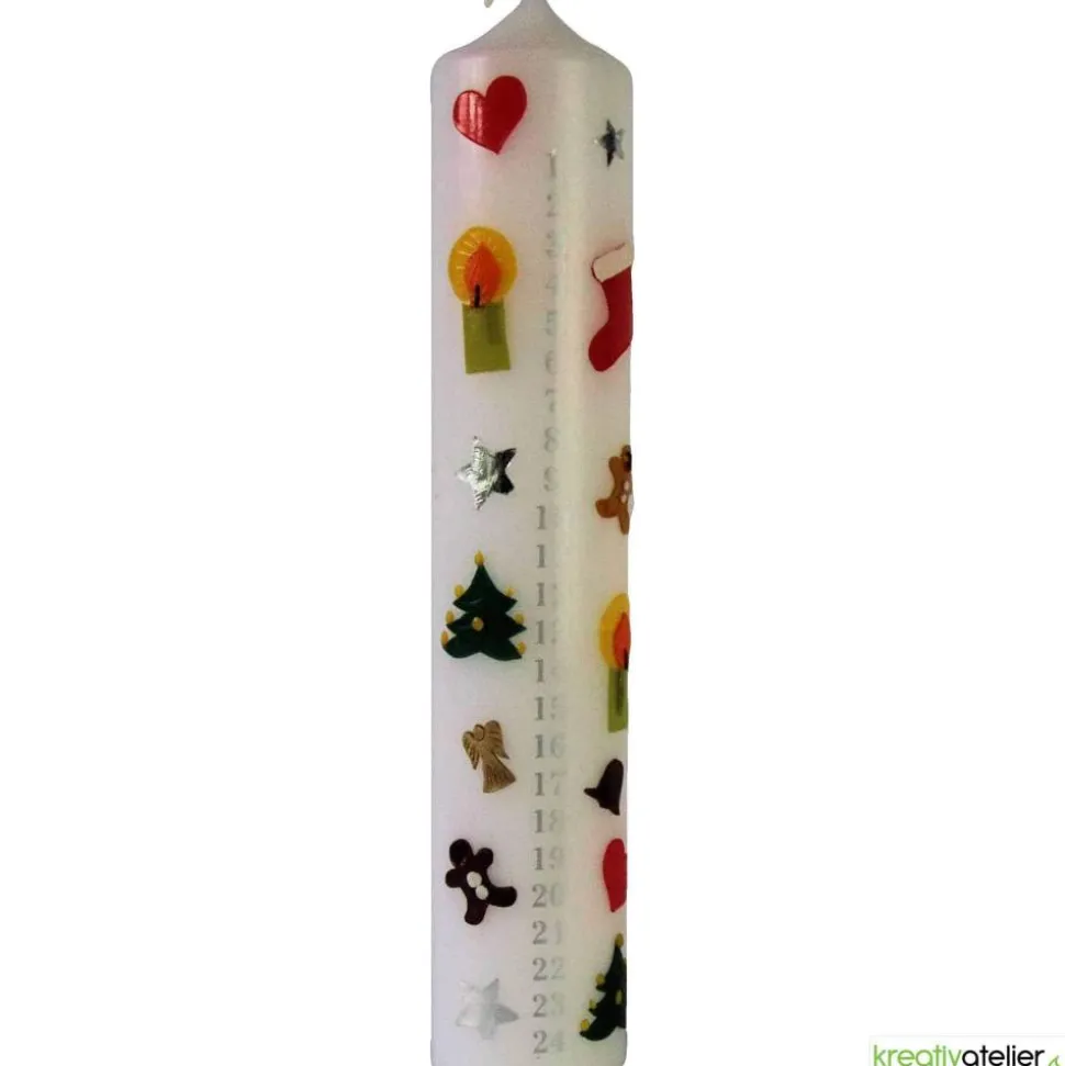Adventkalenderkerze 24 Tage Countdown – Handverzierte Weihnachtskerze personalisierbar, Adventdeko, Adventsgeschenk