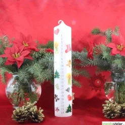 Adventkalenderkerze 24 Tage Countdown – Handverzierte Weihnachtskerze personalisierbar, Adventdeko, Adventsgeschenk