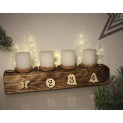 Adventsbalken aus Holz mit roten Kerzen / Adventskranz / Adventsgesteck / Adventsdeko / Adventsschmuck / Weihnachtsdeko