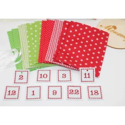 Adventskalender / Säckchen zum befüllen / Stoffsäckchen mit Zahlen rot grün