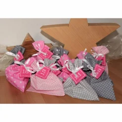 Adventskalender / Säckchen zum befüllen / Stoffsäckchen mit Zahlen rosa grau
