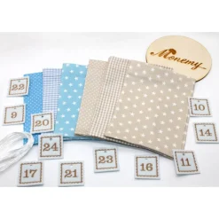 Adventskalender / Säckchen zum Befüllen / Stoffsäckchen mit Zahlen creme beige hellblau