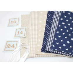Adventskalender / Säckchen zum befüllen / Stoffsäckchen mit Zahlen dunkelblau beige