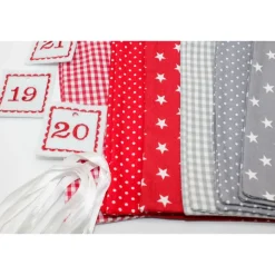 Adventskalender / Säckchen zum befüllen / Stoffsäckchen mit Zahlen rot grau