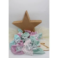 Adventskalender / Säckchen zum befüllen / Stoffsäckchen mit Zahlen mint rosa