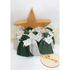 Adventskalender / Säckchen zum Befüllen / Stoffsäckchen mit Zahlen dunkelgrün beige