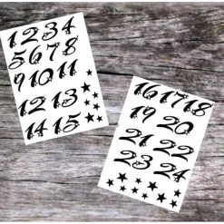 Adventskalender Aufkleber Zahlen Vinyl Sternchen