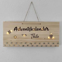 Adventskalender aus Holz zum Aufhängen mit Name personalisiert zum selbst Befüllen