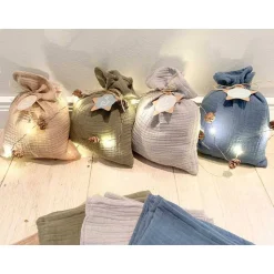 Adventskalender aus Musselin, für Jungs, XXL Säckchen aus Stoff zum Befüllen, wieder verwendbar