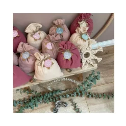 Adventskalender aus Musselin, für Mädchen, XXL Säckchen aus Stoff zum Befüllen, wieder verwendbar