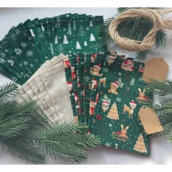 Adventskalender aus Stoff mit Stoffsäckchen zum Befüllen – Waschbar & Wiederverwendbar im Weihnachtsdesign