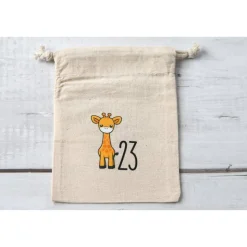 Adventskalender Beutel 24 Stück – Giraffe | 100% Baumwolle OEKO-TEX, 10×14/15×20 cm, wiederverwendbar (auch als Mix)
