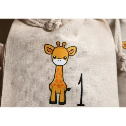Adventskalender Beutel 24 Stück – Giraffe | 100% Baumwolle OEKO-TEX, 10×14/15×20 cm, wiederverwendbar (auch als Mix)