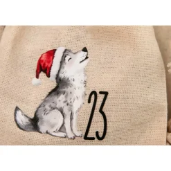 Adventskalender Beutel 24 Stück – Baumwollbeutel mit Weihnachtstieren, OEKO-TEX, klein/groß/Mix, wiederverwendbar