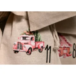 Adventskalender Beutel 24 Stück – Baumwollbeutel „Pink Christmas“, OEKO-TEX, 10×14/15×20 cm, wiederverwendbar