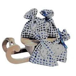 Adventskalender "blau/ weiß", Adventskalender Säckchen zum befüllen