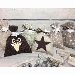 Adventskalender braun beige Kalender Advent selber befüllen Säckchen Baumwolle Taschen Tüten Türchen Weihnachten