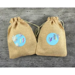 Adventskalender **EISKristall2** von ZWEIFARBIG Jutesäckchen mit Zahlen 24er Set Schneeflocke Adventszahlen