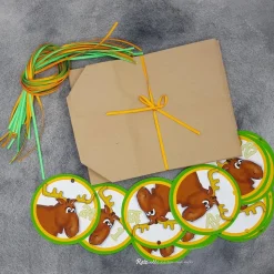 Adventskalender Elch zum Befüllen aus Kraftpapier – 24 Tüten mit Zahlenanhängern & Satinbändern