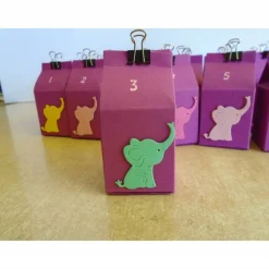 Adventskalender Elefant ANGEBOT Weihnachtskalender kleine Milchkartonschachteln Junge 0d. Mädchen nach Wahl zum Befüllen