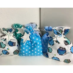 Adventskalender eule blau türkis Kalender Advent selber befüllen Säckchen Baumwolle Taschen Tüten Türchen Weihnachten