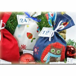 Adventskalender EULE, Stoff Säckchen mit gestickten Zahlen für Kinder und Erwachsene, Weihnachten, Advent, verschiedene Farben