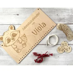Adventskalender Holz Fuchs personalisiert 36×22 cm | Brett, Zahlen oder Komplettset