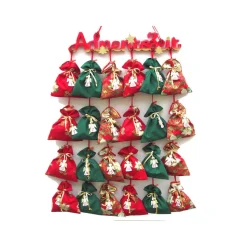 Adventskalender Komplettset XXL Wandbehang Türhänger Adventszeit – Stoff Säckchen zum Befüllen