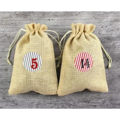 Adventskalender **LINIErt** von ZWEIFARBIG Jutesäckchen mit Zahlen 24er Set Adventszahlen Weihnachtssäckchen