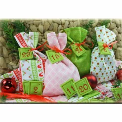 Adventskalender mit Stoff Säckchen und gestickten Zahlen auf Filz für Mädchen, Weihnachten, Advent,rosa, rot, grün