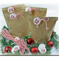 Adventskalender Papiertüten zum Befüllen in rot, blau oder grün, 14 x 22 cm für Kinder und Erwachsene, Advent, Nikolaus Adventkalender