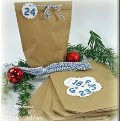 Adventskalender Papiertüten zum Befüllen in rot, blau oder grün, 14 x 22 cm für Kinder und Erwachsene, Advent, Nikolaus Adventkalender