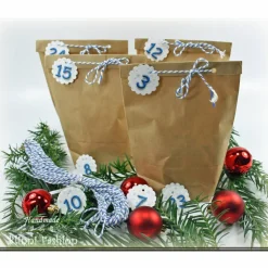 Adventskalender Papiertüten zum Befüllen in rot, blau oder grün, 14 x 22 cm für Kinder und Erwachsene, Advent, Nikolaus Adventkalender