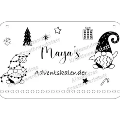 Adventskalender personalisiert mit Name klein,Rehntier, Weihnachten, Adventskalender aus Holz/Laser, Advent,Jutesäckchen