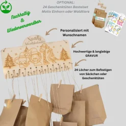 Adventskalender personalisiert zum Befüllen Kinder - Motiv Weihnachts Tiere Arche NOAH - DIY Adventskalender Kraftt&