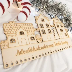 Adventskalender personalisiert zum Befüllen Kinder - Motiv Schneemann Lichterhäuser - DIY Adventskalender