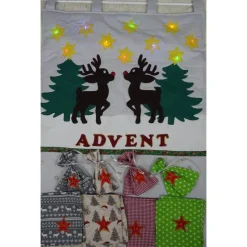 Adventskalender Rentiere handgemacht mit LED-Lichterkette, personalisierbar, Baumwolle