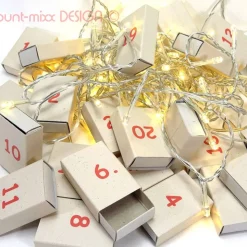 Adventskalender Schachteln zum Befüllen, Kraftpapier Zahlen rot handmade BuntMixxDESIGN