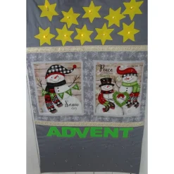 Adventskalender Schneemänner handgemacht mit LED-Lichterkette personalisiert Baumwolle