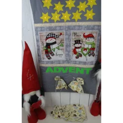 Adventskalender Schneemänner handgemacht mit LED-Lichterkette personalisiert Baumwolle