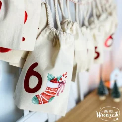Adventskalender Säckchen 24 Türchen | Adventssäckchen mit Zahlen | Adventskalender