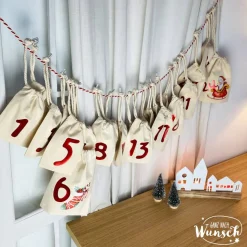 Adventskalender Säckchen 24 Türchen | Adventssäckchen mit Zahlen | Adventskalender