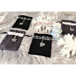 Adventskalender Säckchen zum befüllen edel schwarz Silber Sternenmotiv handgefertigt