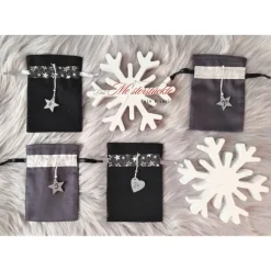Adventskalender Säckchen zum befüllen edel schwarz Silber Sternenmotiv handgefertigt