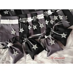 Adventskalender Säckchen zum befüllen edel schwarz Silber Sternenmotiv handgefertigt